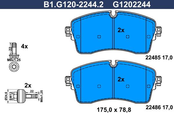Galfer B1.G120-2244.2 - Гальмівні колодки, дискові гальма autocars.com.ua