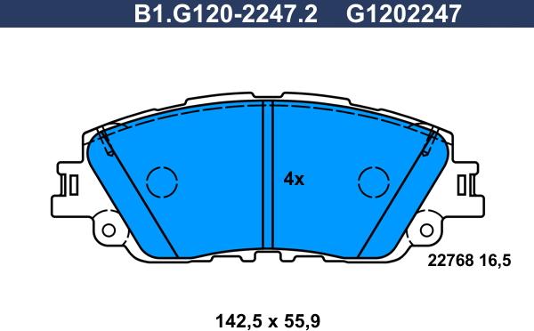 Galfer B1.G120-2247.2 - Гальмівні колодки, дискові гальма autocars.com.ua