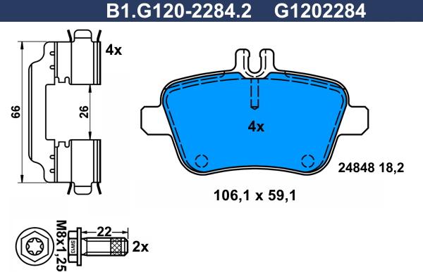 Galfer B1.G120-2284.2 - Гальмівні колодки, дискові гальма autocars.com.ua