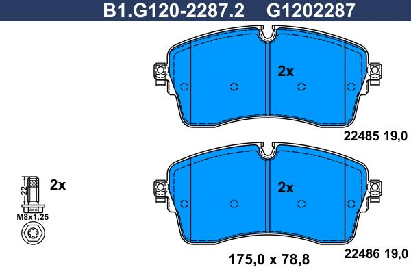 Galfer B1.G120-2287.2 - Гальмівні колодки, дискові гальма autocars.com.ua