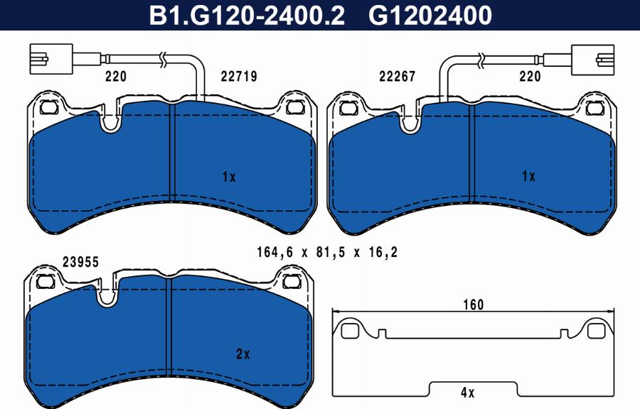 Galfer B1.G120-2400.2 - Тормозные колодки, дисковые, комплект autodnr.net