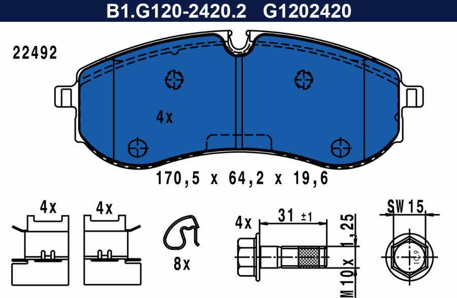 Galfer B1.G120-2420.2 - Гальмівні колодки, дискові гальма autocars.com.ua