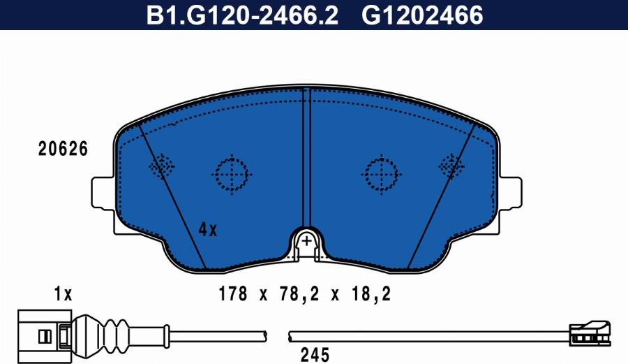 Galfer B1.G120-2466.2 - Тормозные колодки, дисковые, комплект autodnr.net