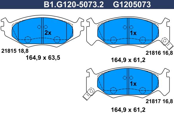 Galfer B1.G120-5073.2 - Гальмівні колодки, дискові гальма autocars.com.ua
