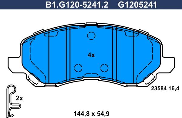 Galfer B1.G120-5241.2 - Тормозные колодки, дисковые, комплект autodnr.net