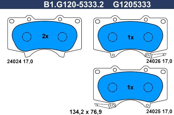 Galfer B1.G120-5333.2 - Тормозные колодки, дисковые, комплект autodnr.net