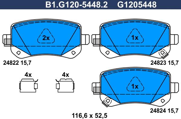 Galfer B1.G120-5448.2 - Гальмівні колодки, дискові гальма autocars.com.ua