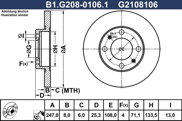 Galfer B1.G208-0106.1 - Тормозной диск avtokuzovplus.com.ua