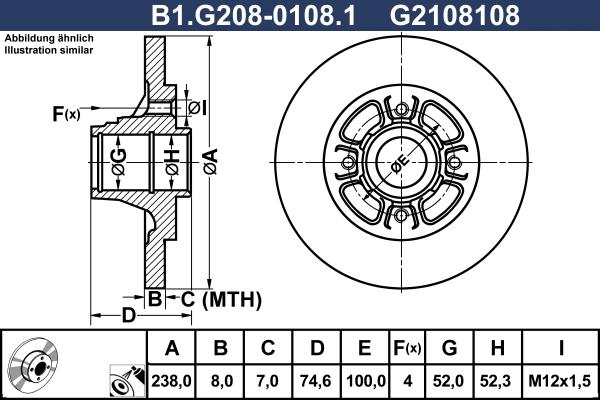 Galfer B1.G208-0108.1 - Гальмівний диск autocars.com.ua