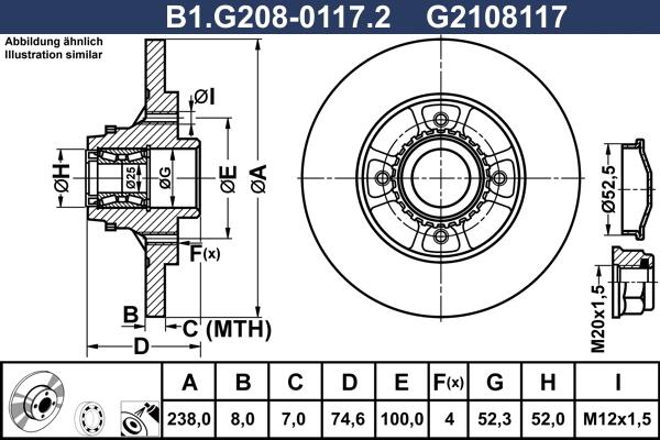 Galfer B1.G208-0117.2 - Гальмівний диск autocars.com.ua
