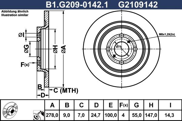 Galfer B1.G209-0142.1 - Гальмівний диск autocars.com.ua