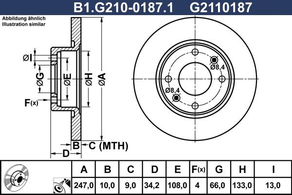 Galfer B1.G210-0187.1 - Тормозной диск avtokuzovplus.com.ua