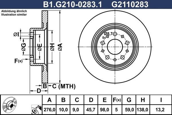 Galfer B1.G210-0283.1 - Гальмівний диск autocars.com.ua