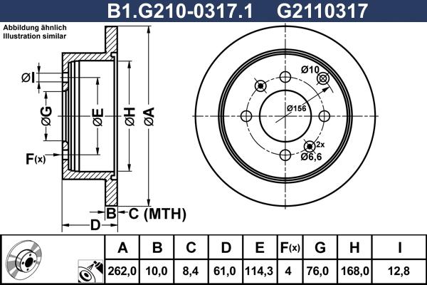 Galfer B1.G210-0317.1 - Гальмівний диск autocars.com.ua