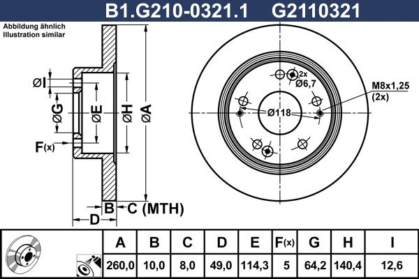 Galfer B1.G210-0321.1 - Гальмівний диск autocars.com.ua