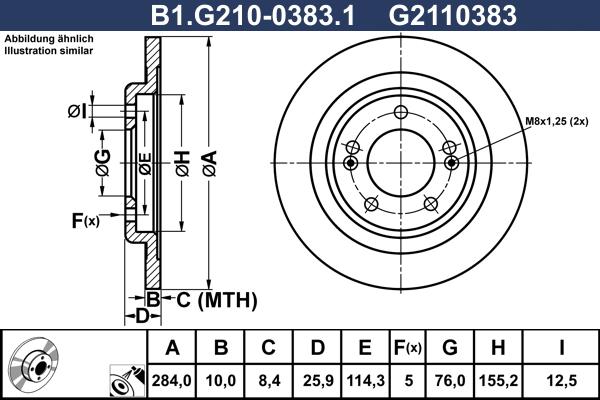 Galfer B1.G210-0383.1 - Гальмівний диск autocars.com.ua