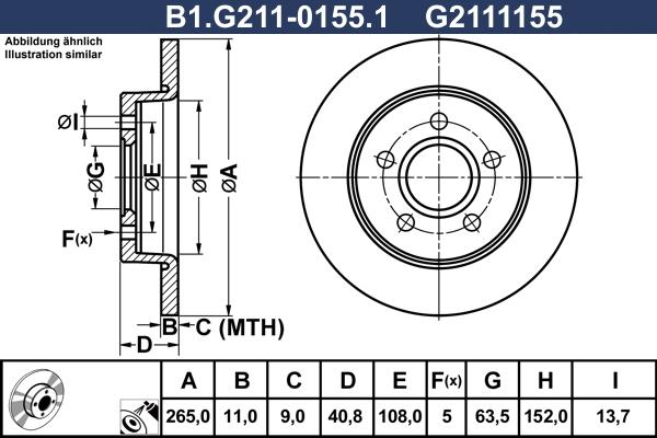 Galfer B1.G211-0155.1 - Тормозной диск avtokuzovplus.com.ua