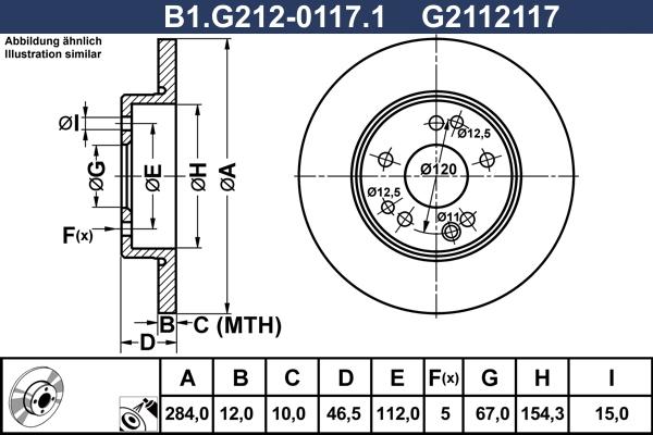 Galfer B1.G212-0117.1 - Тормозной диск avtokuzovplus.com.ua