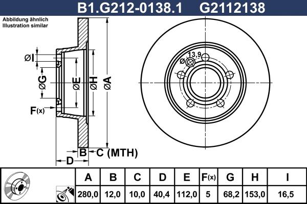 Galfer B1.G212-0138.1 - Тормозной диск avtokuzovplus.com.ua