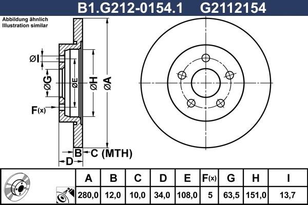 Galfer B1.G212-0154.1 - Гальмівний диск autocars.com.ua