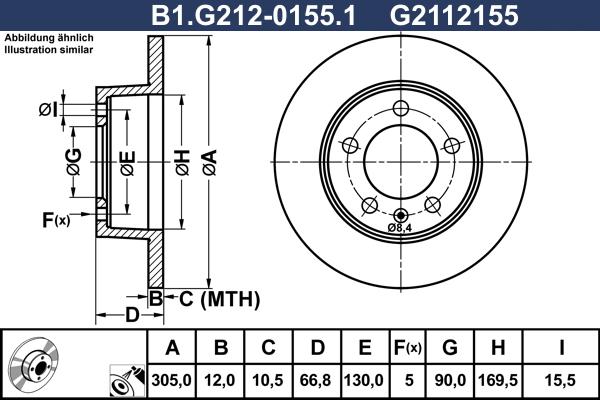 Galfer B1.G212-0155.1 - Гальмівний диск autocars.com.ua