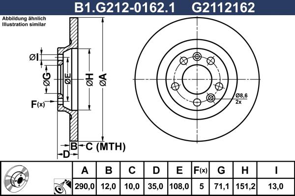 Galfer B1.G212-0162.1 - Гальмівний диск autocars.com.ua