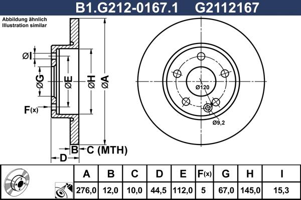 Galfer B1.G212-0167.1 - Тормозной диск avtokuzovplus.com.ua