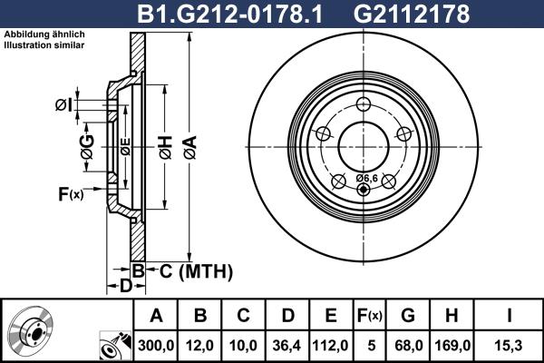 Galfer B1.G212-0178.1 - Тормозной диск avtokuzovplus.com.ua