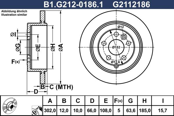 Galfer B1.G212-0186.1 - Тормозной диск avtokuzovplus.com.ua