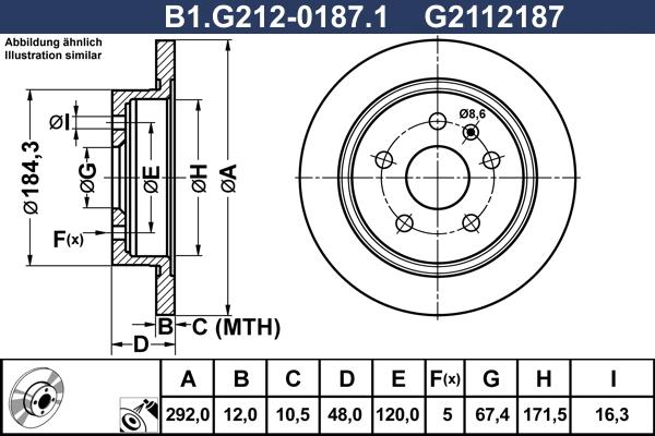 Galfer B1.G212-0187.1 - Гальмівний диск autocars.com.ua