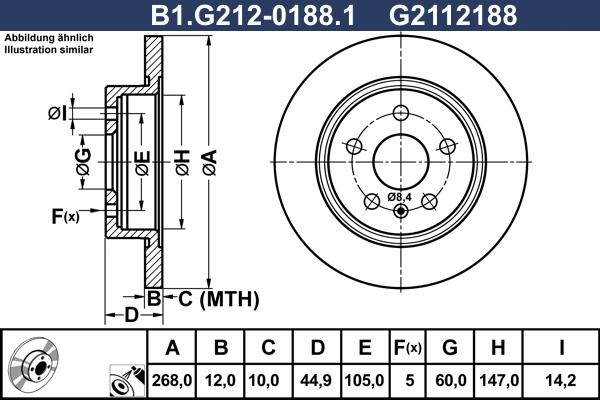Galfer B1.G212-0188.1 - Гальмівний диск autocars.com.ua