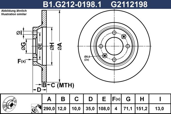 Galfer B1.G212-0198.1 - Тормозной диск avtokuzovplus.com.ua