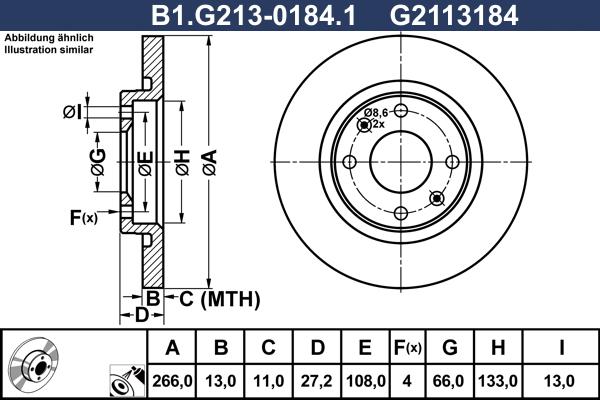 Galfer B1.G213-0184.1 - Гальмівний диск autocars.com.ua