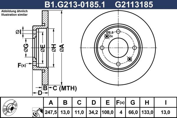 Galfer B1.G213-0185.1 - Тормозной диск avtokuzovplus.com.ua