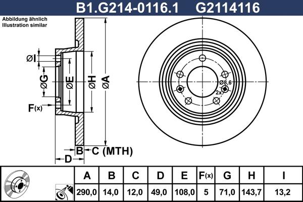 Galfer B1.G214-0116.1 - Тормозной диск avtokuzovplus.com.ua