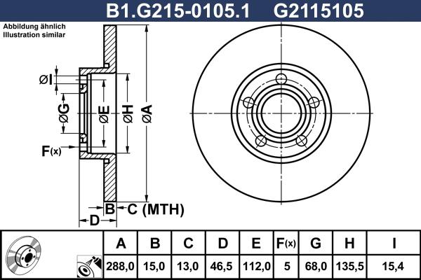 Galfer B1.G215-0105.1 - Тормозной диск avtokuzovplus.com.ua