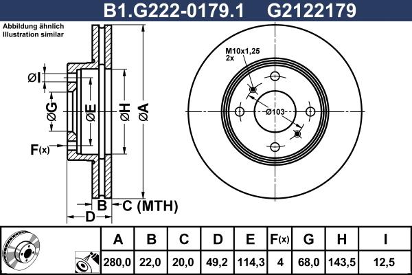 Galfer B1.G222-0179.1 - Тормозной диск avtokuzovplus.com.ua