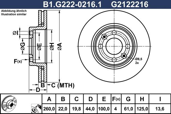 Galfer B1.G222-0216.1 - Гальмівний диск autocars.com.ua