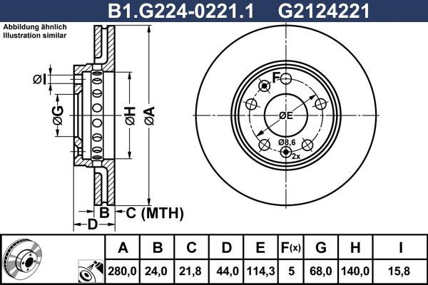 Galfer B1.G224-0221.1 - Тормозной диск avtokuzovplus.com.ua