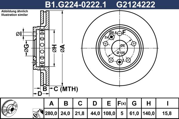 Galfer B1.G224-0222.1 - Гальмівний диск autocars.com.ua