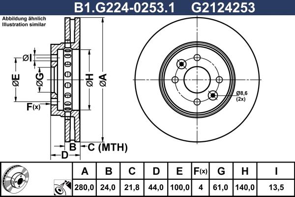 Galfer B1.G224-0253.1 - Гальмівний диск autocars.com.ua