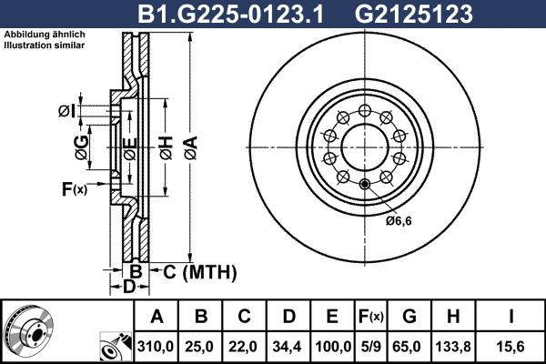 Galfer B1.G225-0123.1 - Гальмівний диск autocars.com.ua