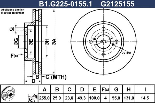 Galfer B1.G225-0155.1 - Гальмівний диск autocars.com.ua