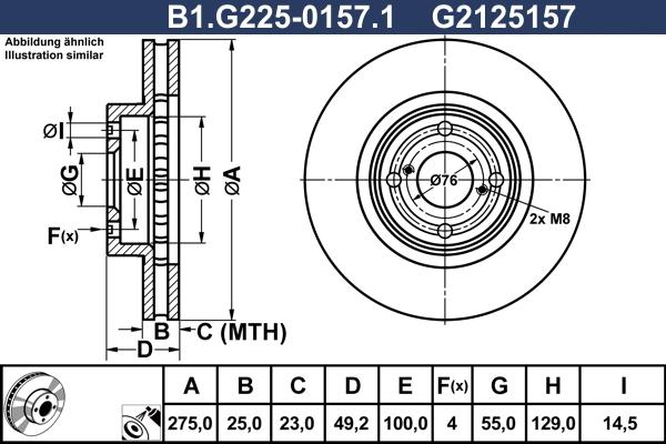 Galfer B1.G225-0157.1 - Гальмівний диск autocars.com.ua