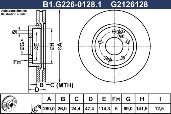 Galfer B1.G226-0128.1 - Гальмівний диск autocars.com.ua
