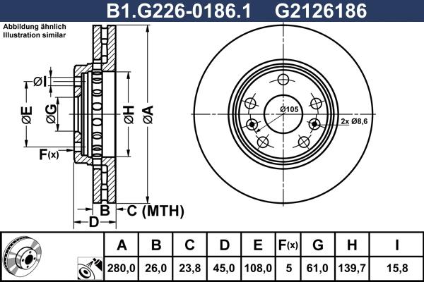 Galfer B1.G226-0186.1 - Гальмівний диск autocars.com.ua