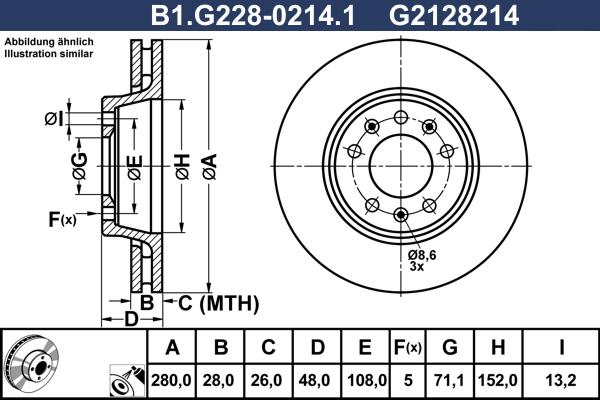 Galfer B1.G228-0214.1 - Тормозной диск avtokuzovplus.com.ua