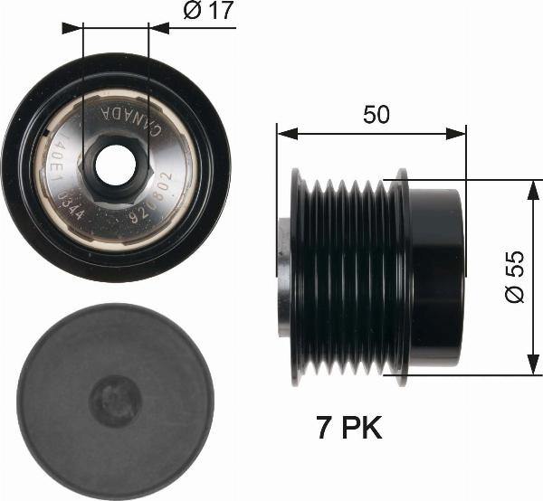 GATES OAP7017 - Ремінний шків, генератор autocars.com.ua