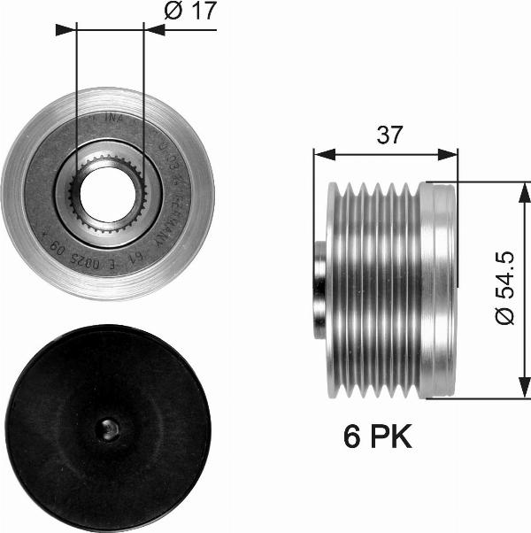 GATES OAP7034 - Ремінний шків, генератор autocars.com.ua