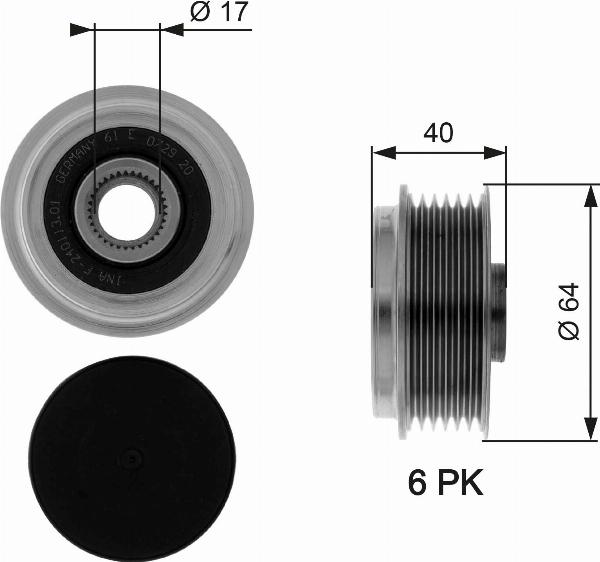 GATES OAP7037 - Ремінний шків, генератор autocars.com.ua